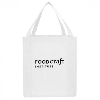 Logo Imprinted Reusable shopping bags- Saturn Jumbo Non-Woven Tote - White